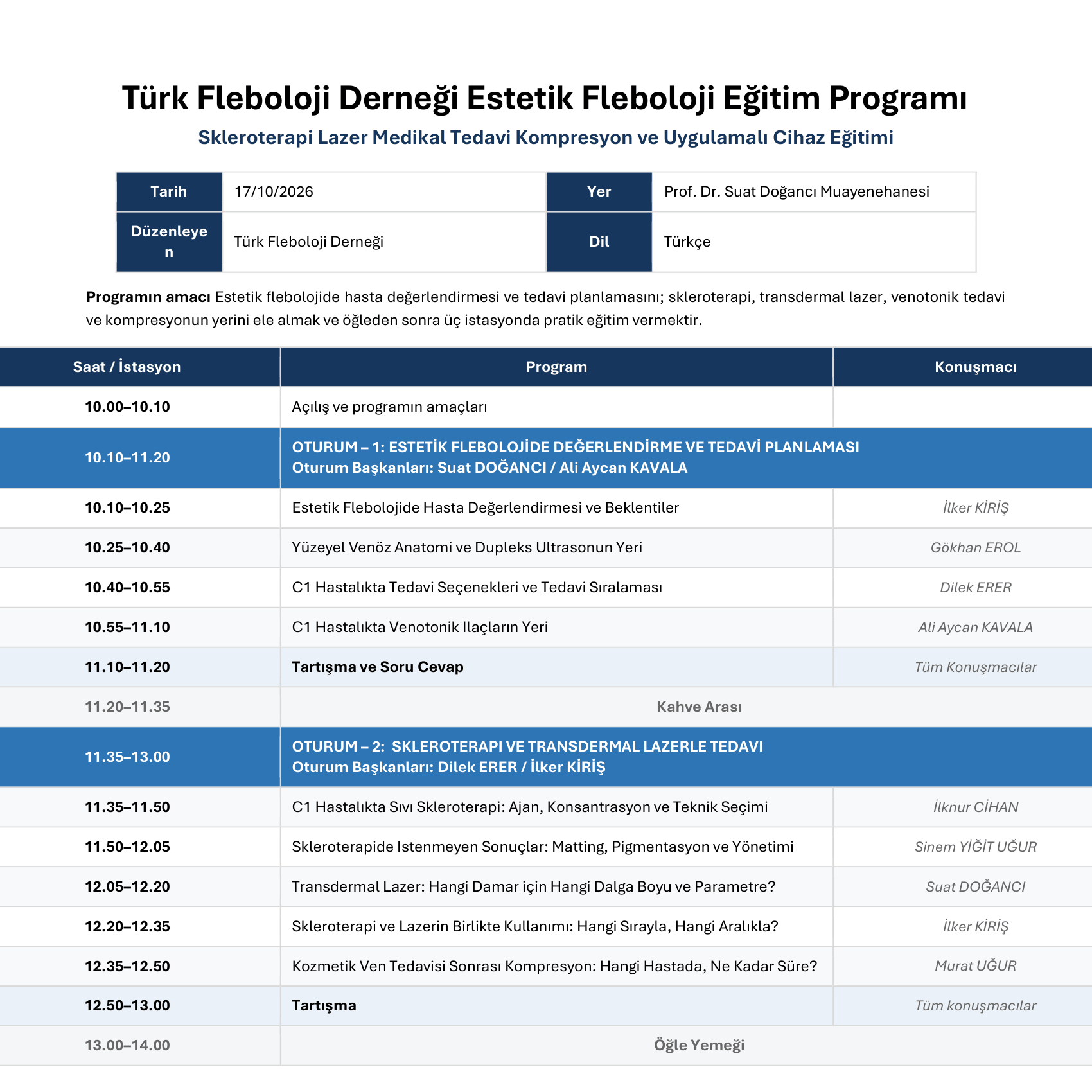 Türk Fleboloji Derneği Estetik Fleboloji Eğitim Programı